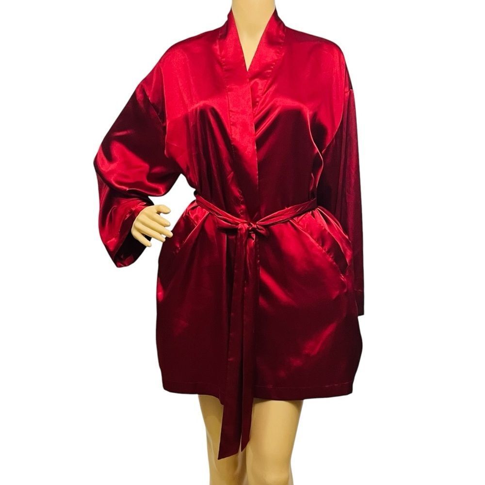 Vintage 1999 Victoria’s Secret Robe Maroon-Red Silky Satin Nightgown One Size